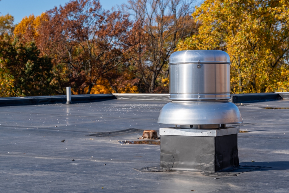 Photo,Of,A,Stainless,Steel,Roof,Exhaust,Ventilation,Fan,On