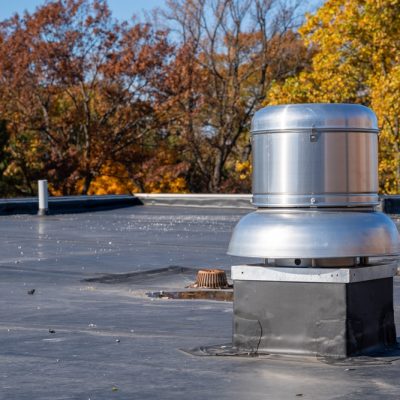 Photo,Of,A,Stainless,Steel,Roof,Exhaust,Ventilation,Fan,On